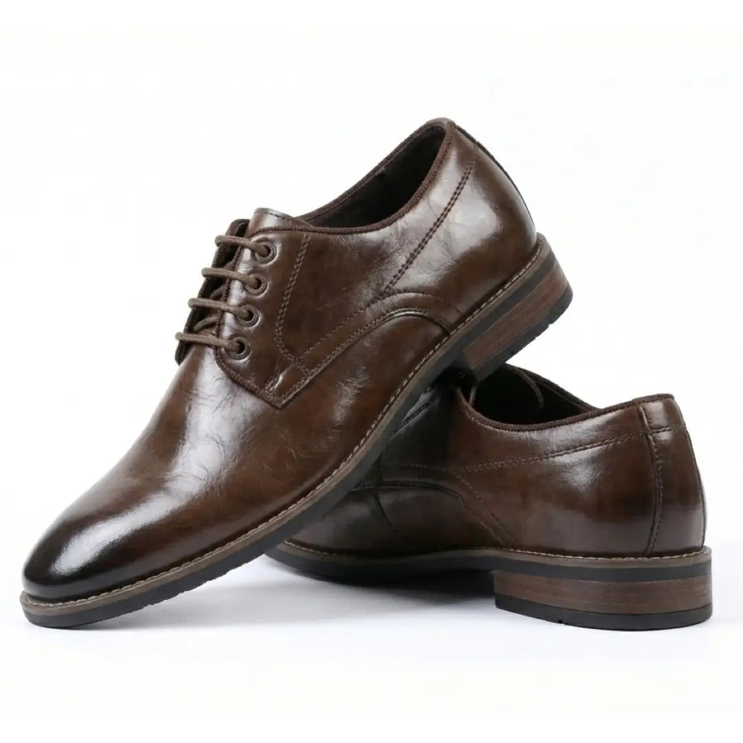 Zapatos Derby clásicos de hombre con cordones y punta lisa