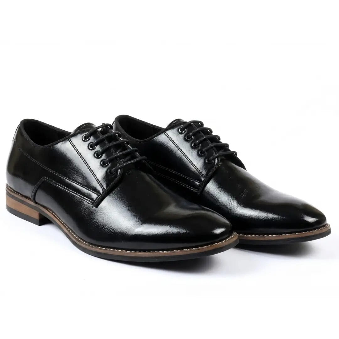 Zapatos Derby clásicos de hombre con cordones y punta lisa
