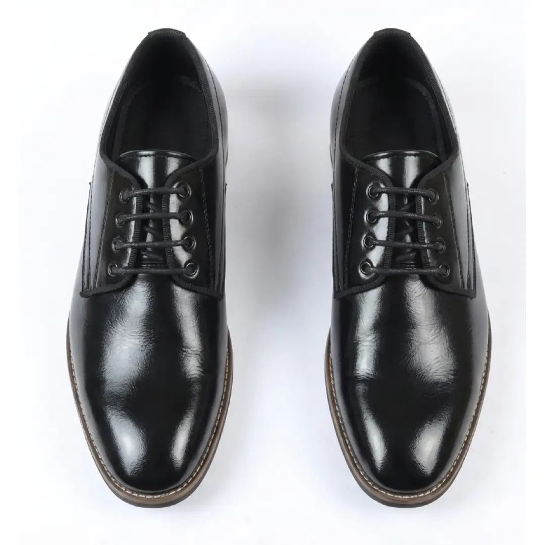 Zapatos Derby clásicos de hombre con cordones y punta lisa