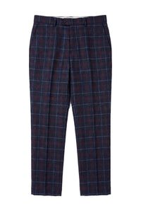 Kenneth - Pantalones de tweed azul marino a cuadros para hombre