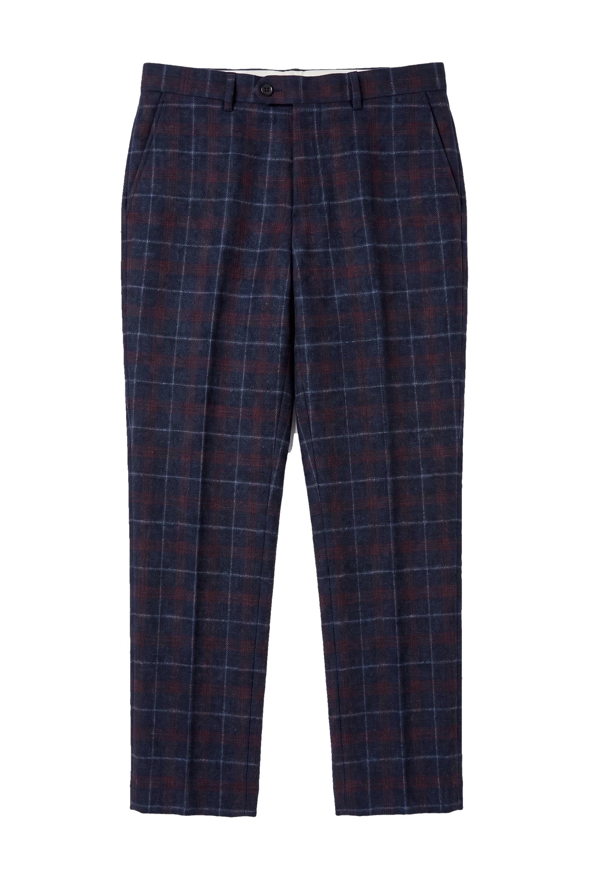 Kenneth - Pantalones de tweed azul marino a cuadros para hombre