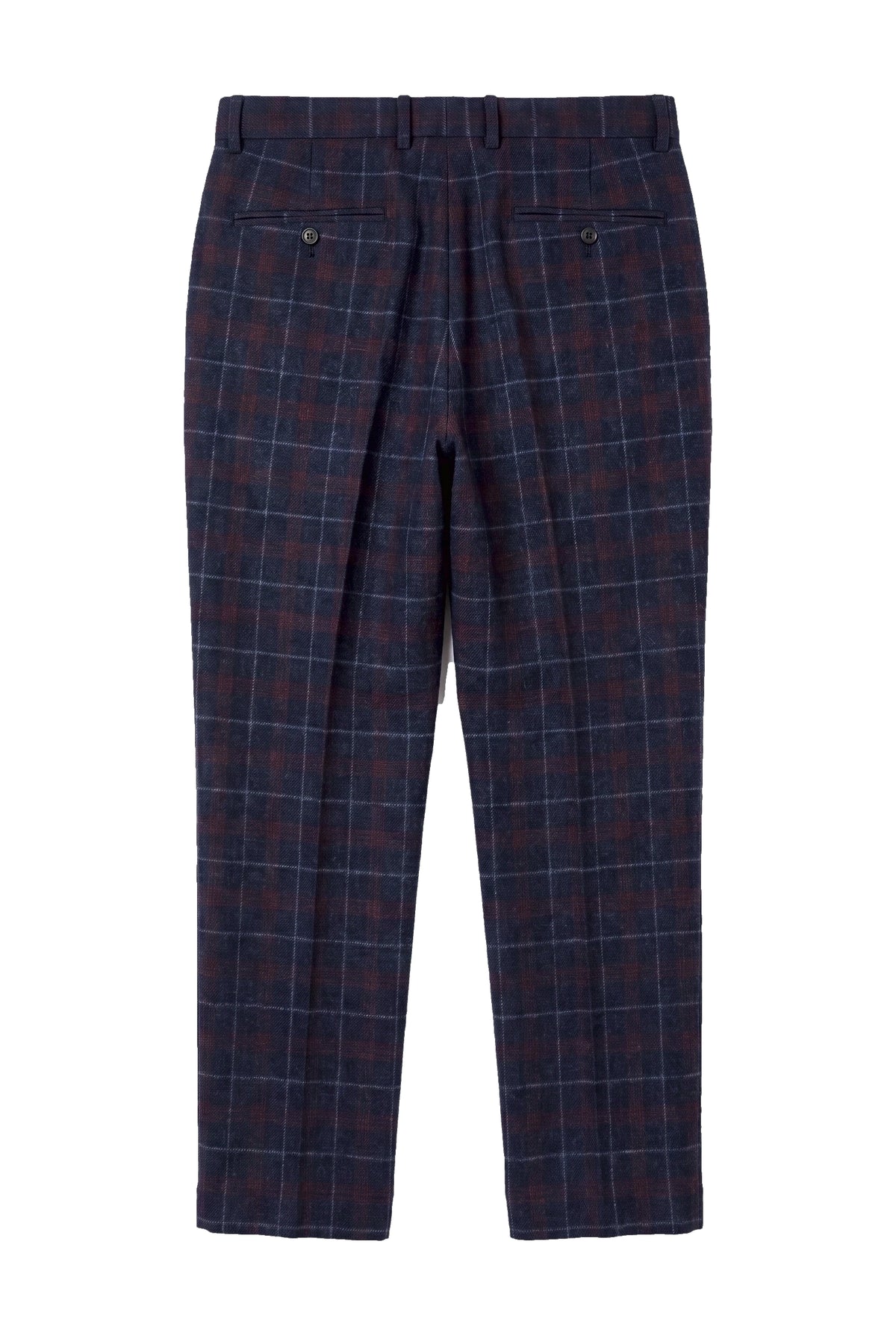 Kenneth - Pantalones de tweed azul marino a cuadros para hombre