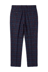 Kenneth - Pantalones de tweed azul marino a cuadros para hombre