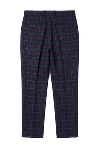 Kenneth - Pantalones de tweed azul marino a cuadros para hombre