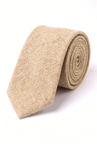 Corbata de tweed de mezcla de lana color crema para hombre