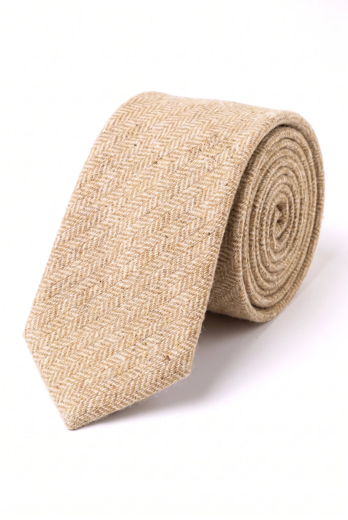 Corbata de tweed de mezcla de lana color crema para hombre