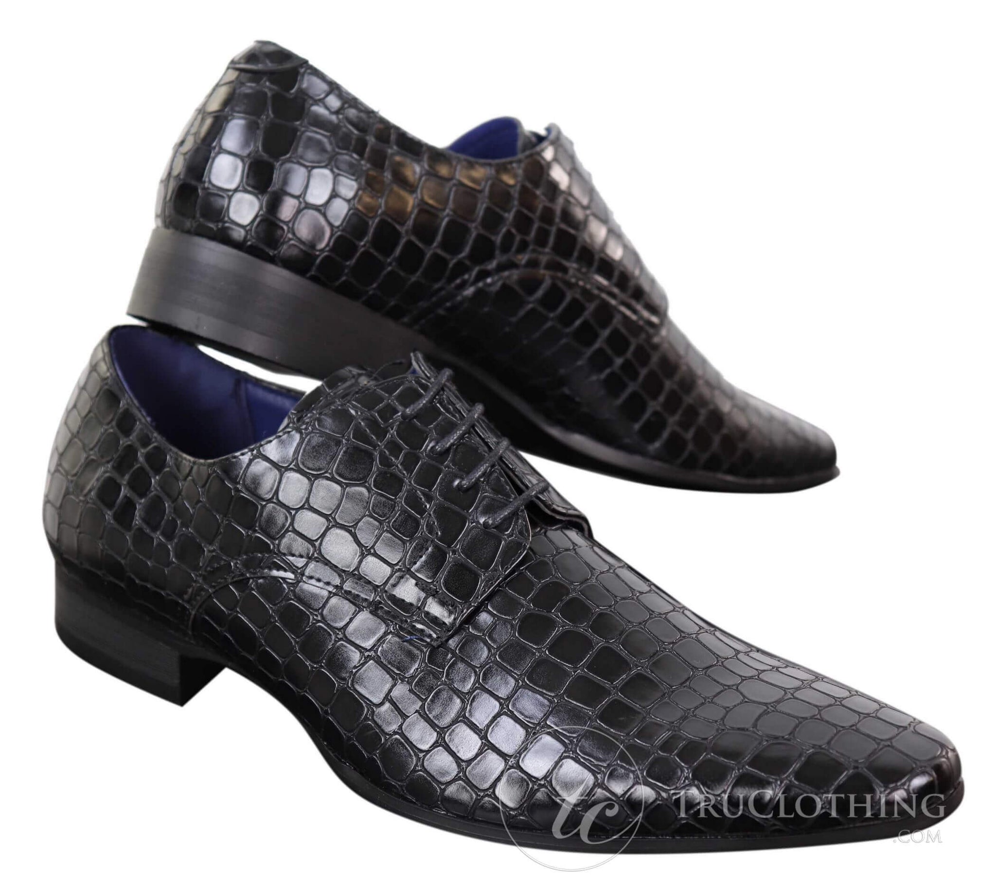 Zapatos de hombre con efecto piel de cocodrilo