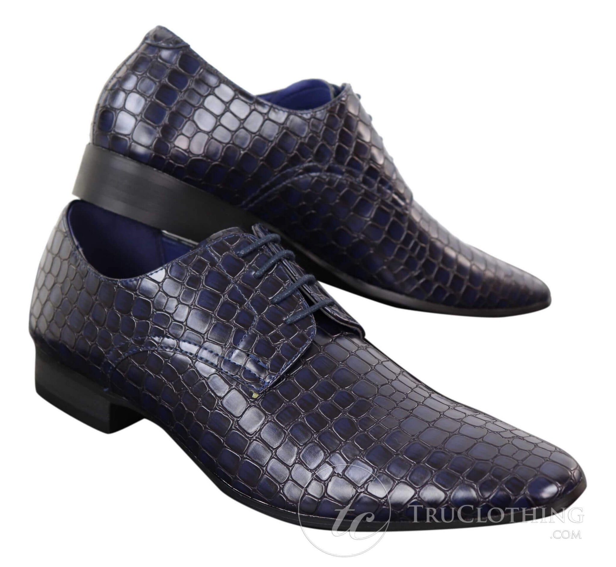 Zapatos de hombre con efecto piel de cocodrilo