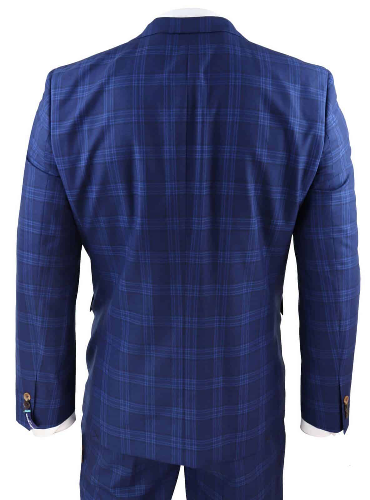 Traje de hombre a cuadros azul oscuro
