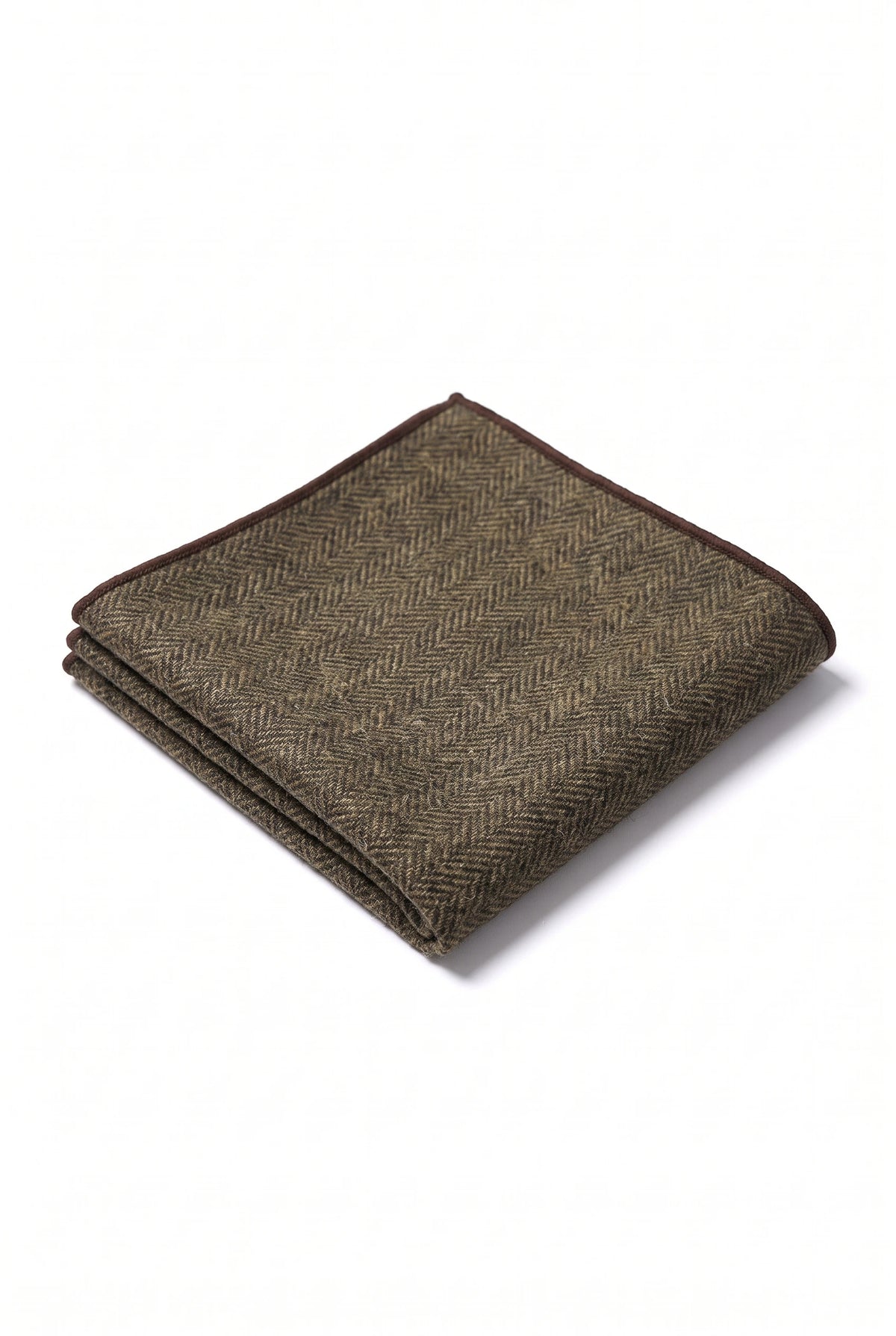 Pañuelo de bolsillo para hombre de mezcla de lana y tweed marrón oscuro.