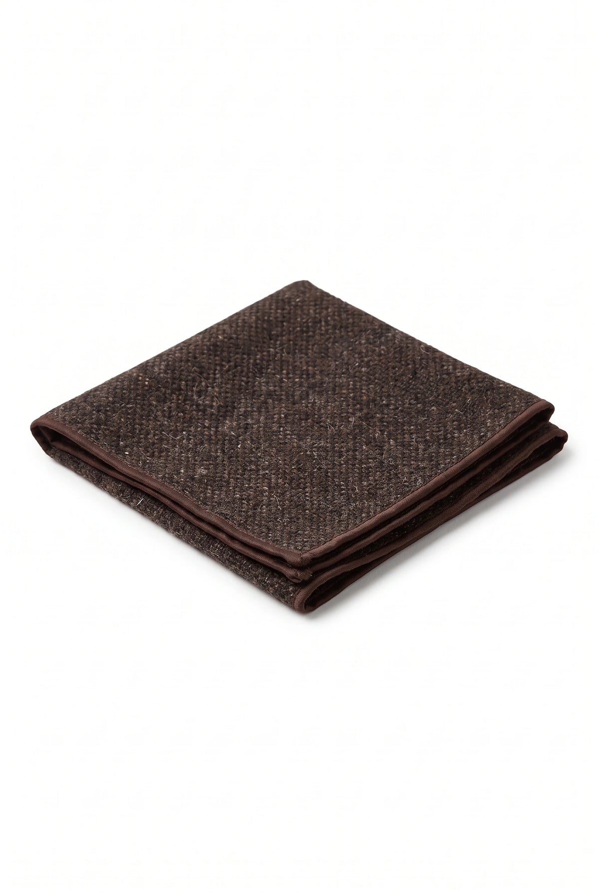 Pañuelo de bolsillo para hombre de mezcla de lana y tweed marrón oscuro.
