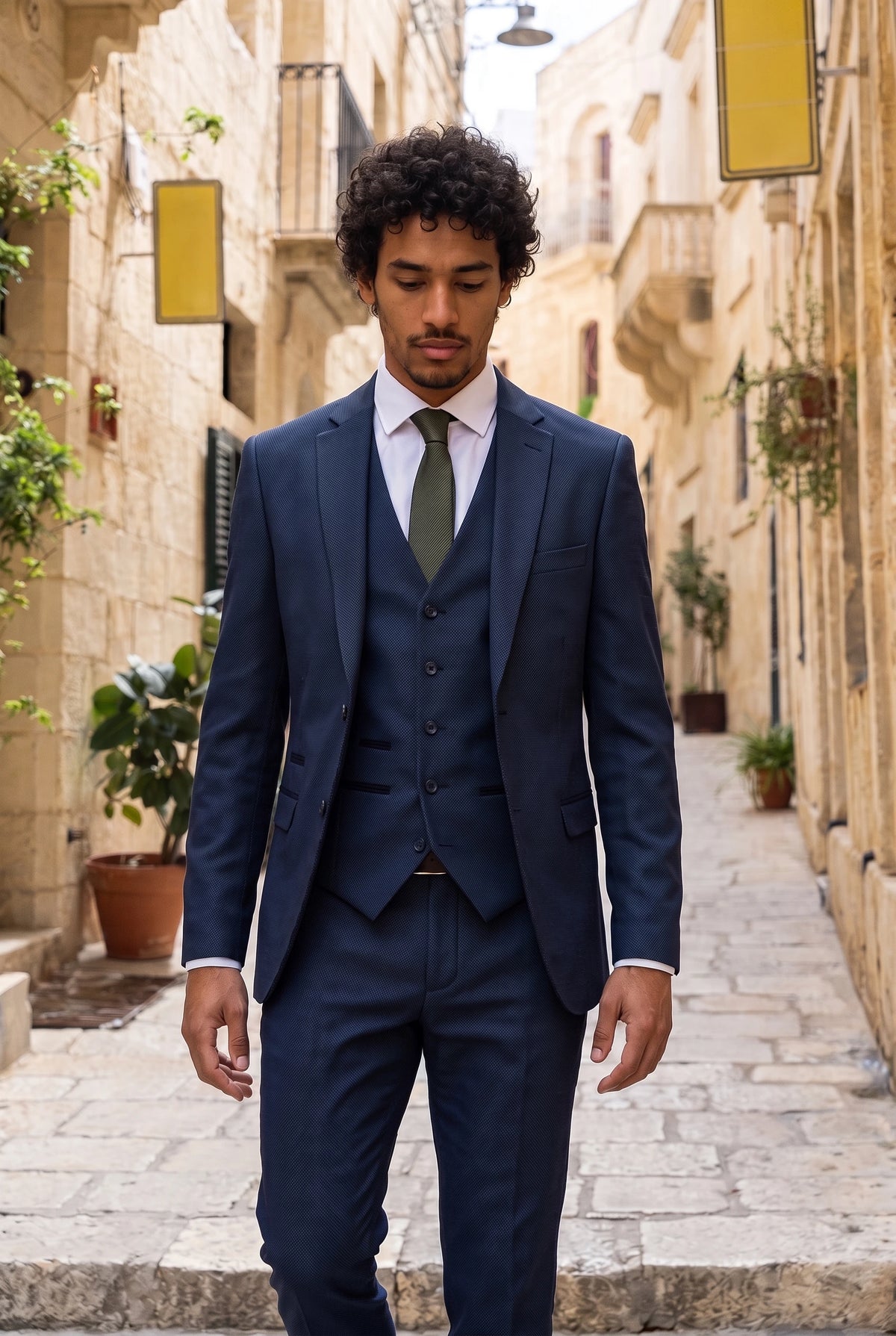 Corbata estrecha verde oscuro para hombre