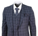 Traje de tres piezas a cuadros gris oscuro para hombre
