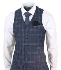 Traje de tres piezas a cuadros gris oscuro para hombre