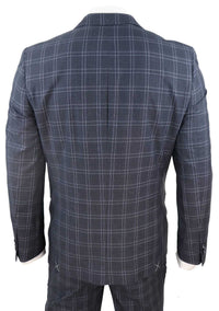 Traje de tres piezas a cuadros gris oscuro para hombre