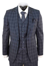 Traje de tres piezas a cuadros gris oscuro para hombre