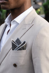 Pañuelo de bolsillo de tweed gris oscuro para hombre