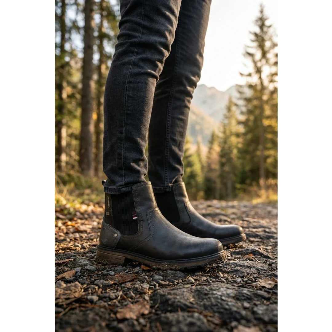 Botines Chelsea para hombre, color gris oscuro, resistentes al agua.
