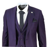 Traje de tres piezas para hombre color morado oscuro