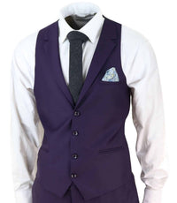 Traje de tres piezas para hombre color morado oscuro