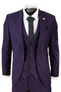 Traje de tres piezas para hombre color morado oscuro