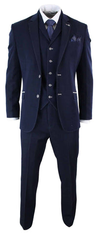 Traje de tres piezas azul vaquero para hombre