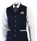 Traje de tres piezas azul vaquero para hombre