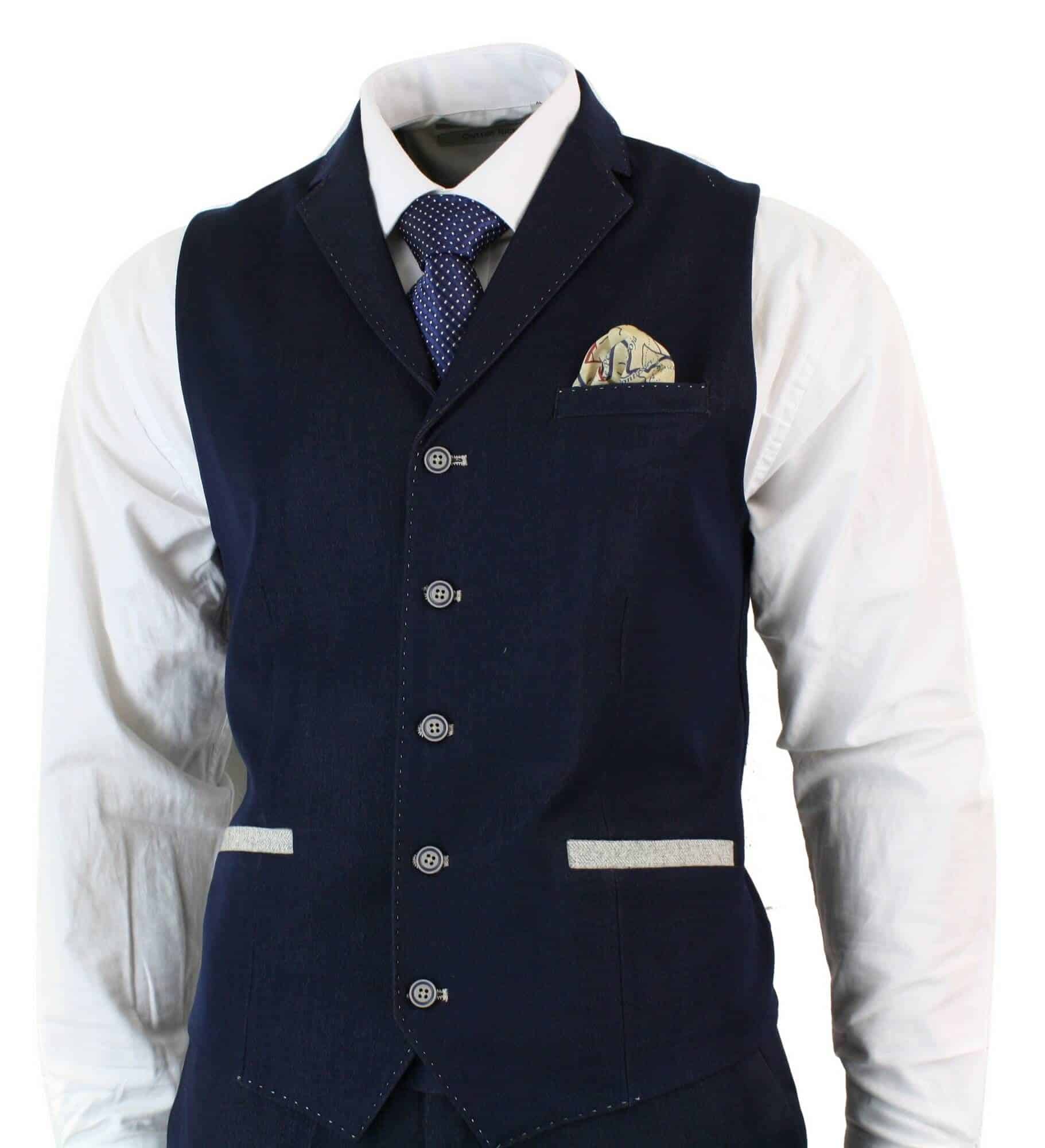 Traje de tres piezas azul vaquero para hombre
