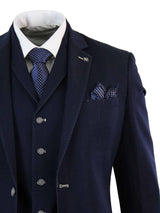 Traje de tres piezas azul vaquero para hombre