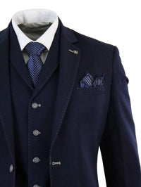 Traje de tres piezas azul vaquero para hombre