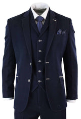 Traje de tres piezas azul vaquero para hombre