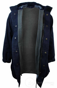 Abrigo vaquero para hombre con capucha, chaqueta vaquera forrada de felpa, gabardina de 3/4.