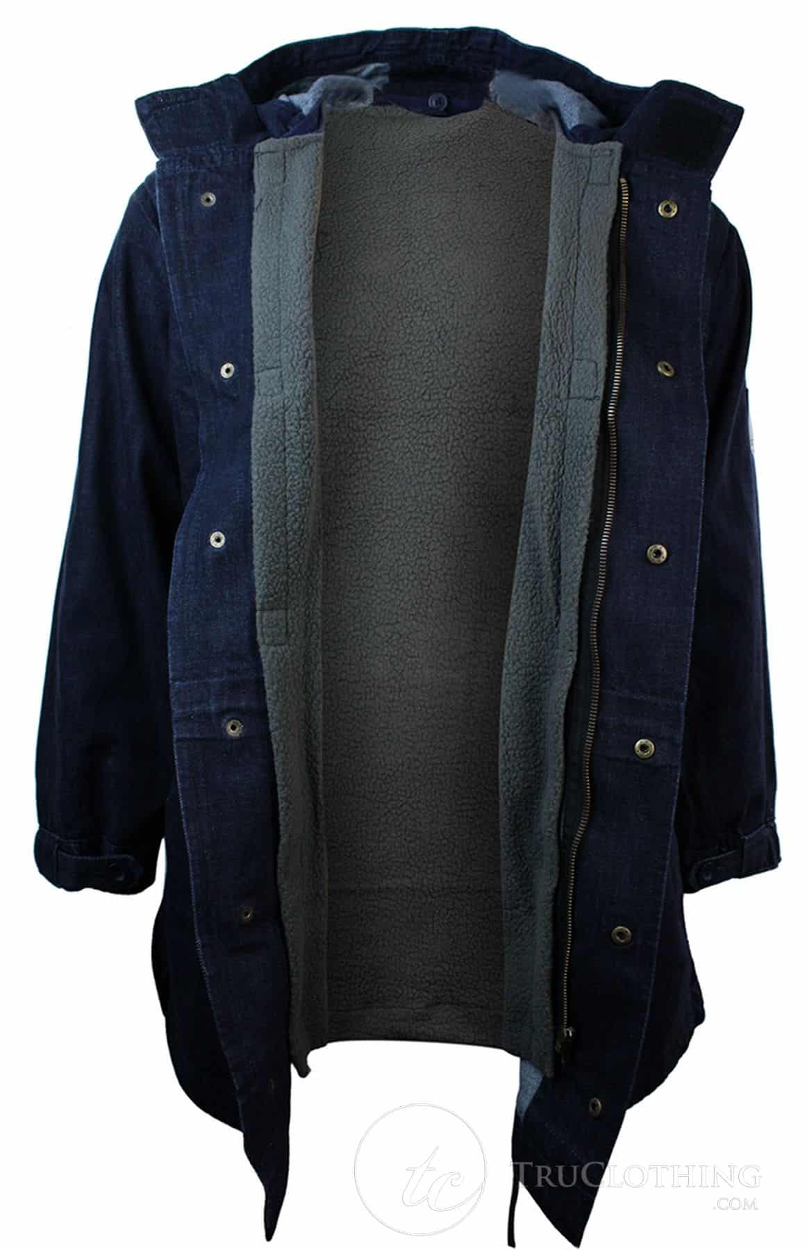 Abrigo vaquero para hombre con capucha, chaqueta vaquera forrada de felpa, gabardina de 3/4.