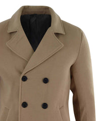 Abrigo cruzado para hombre - Camel