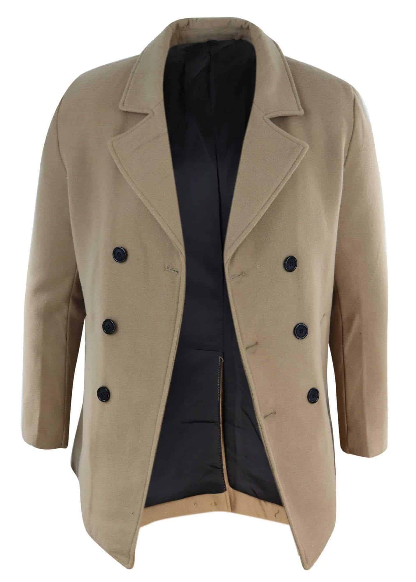 Abrigo cruzado para hombre - Camel