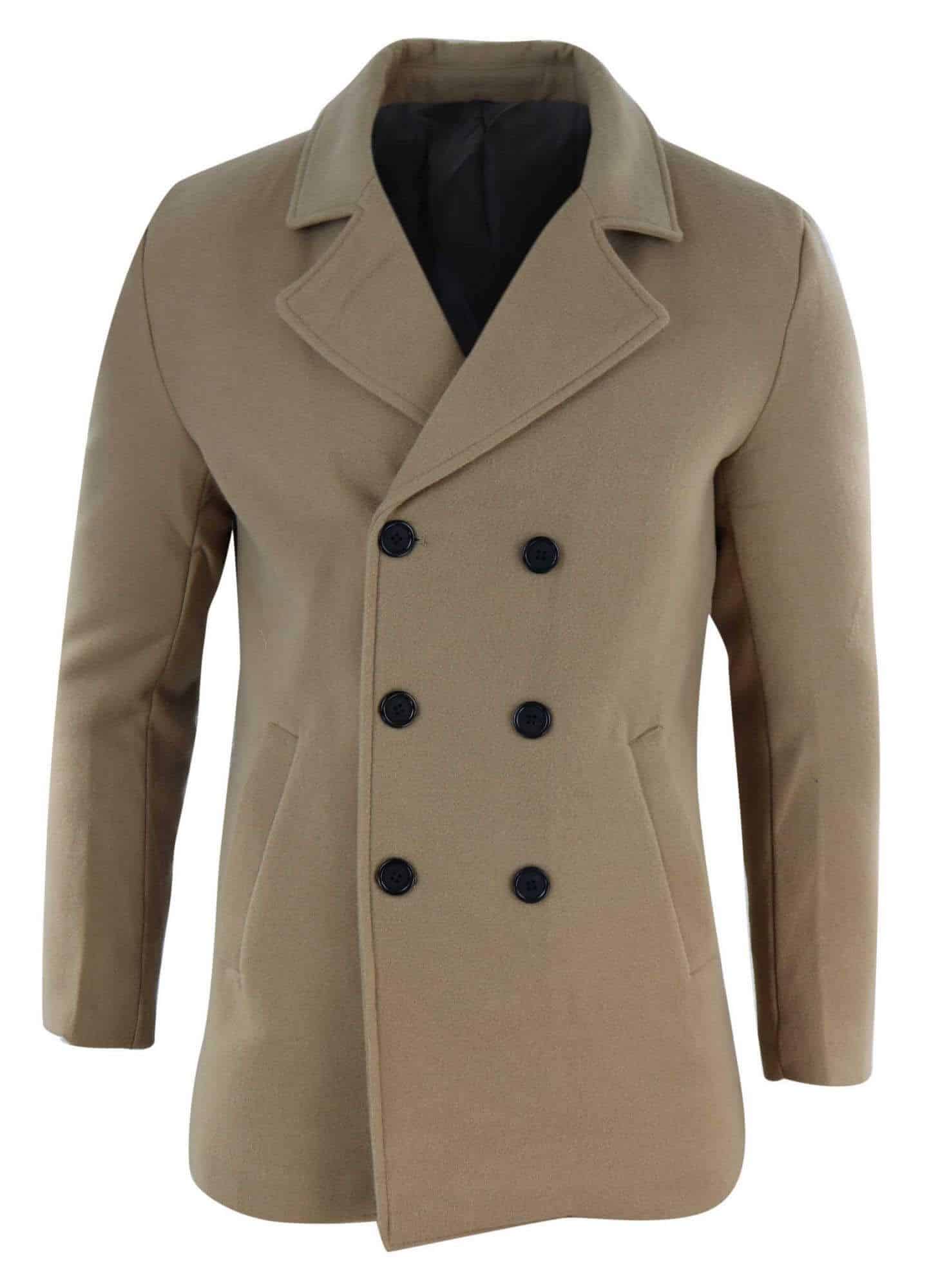 Abrigo cruzado para hombre - Camel
