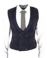 Chaleco cruzado de tweed para hombre