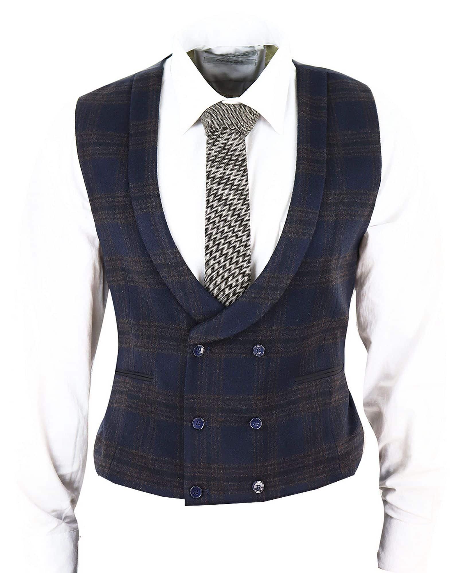 Chaleco cruzado de tweed para hombre