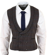 Chaleco cruzado de tweed para hombre
