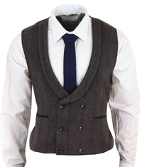 Chaleco cruzado de tweed para hombre