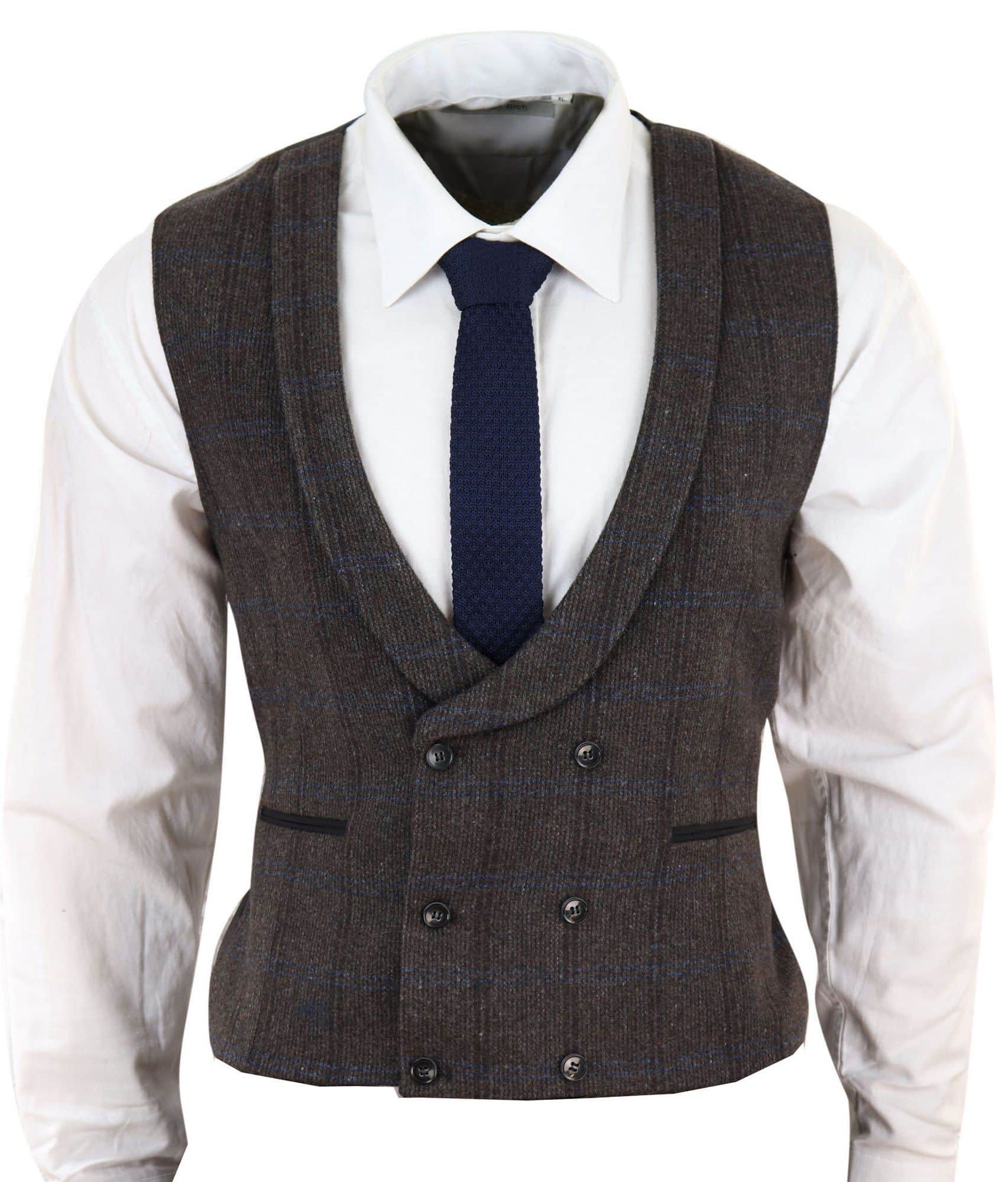 Chaleco cruzado de tweed para hombre