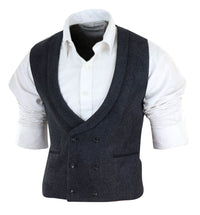 Chaleco cruzado de tweed para hombre