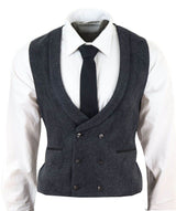 Chaleco cruzado de tweed para hombre