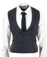 Chaleco cruzado de tweed para hombre