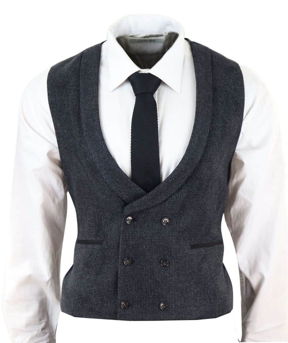 Chaleco cruzado de tweed para hombre