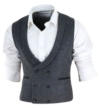 Chaleco cruzado de tweed para hombre