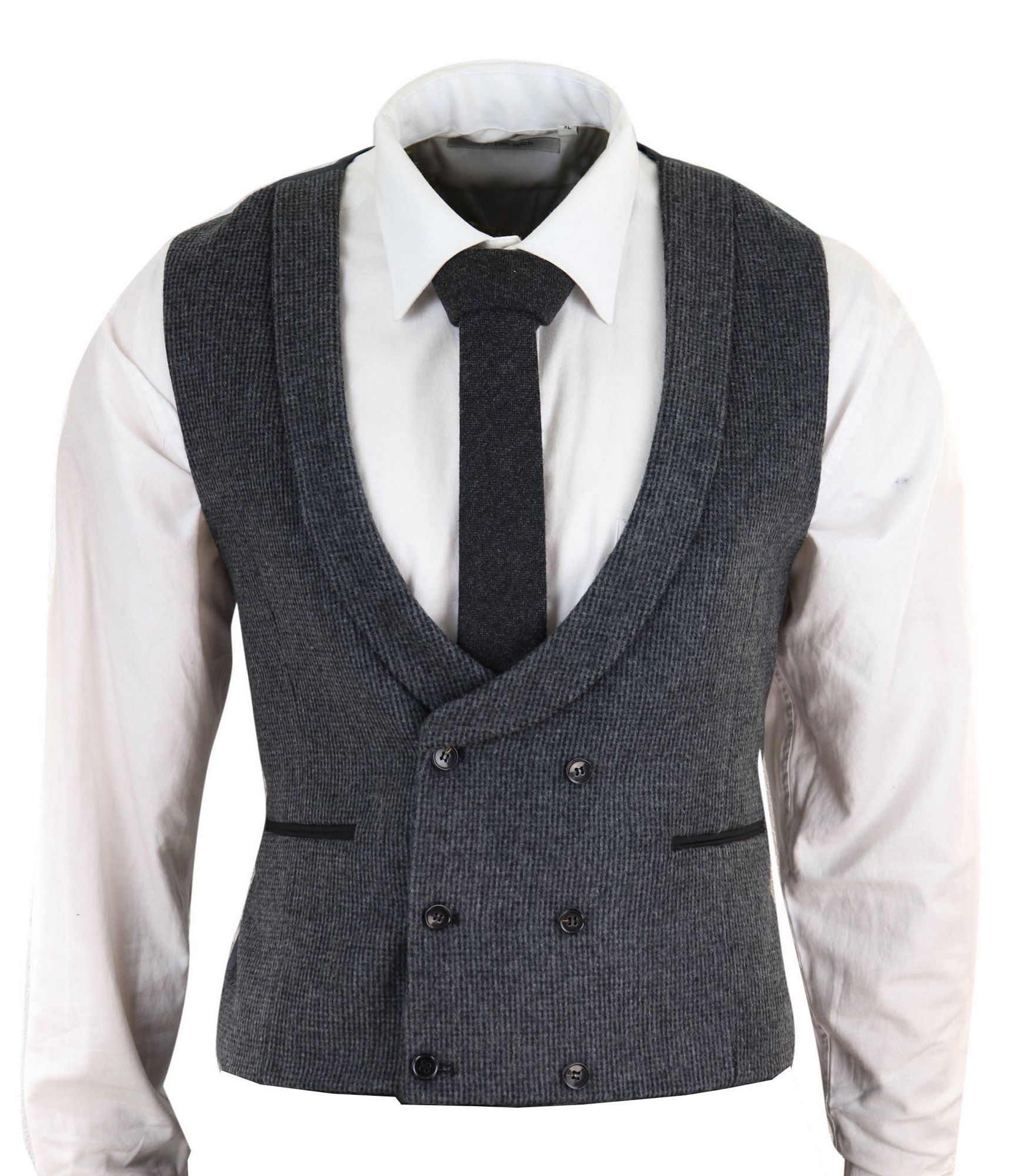 Chaleco cruzado de tweed para hombre