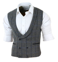 Chaleco cruzado de tweed para hombre