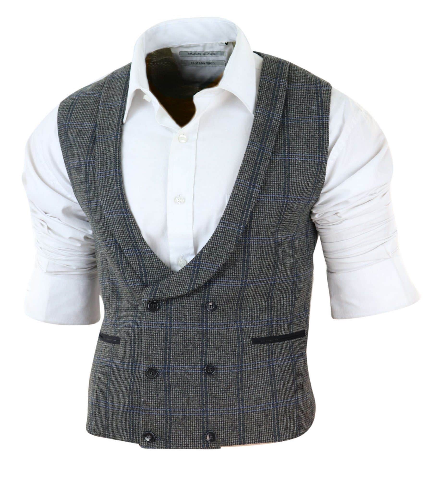 Chaleco cruzado de tweed para hombre