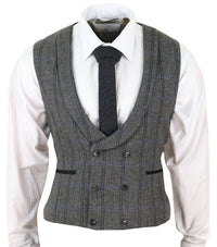 Chaleco cruzado de tweed para hombre